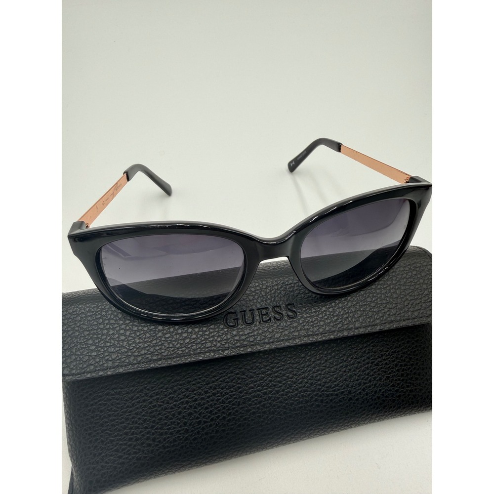 Guess Sunglasses Womens OS Black Excellent Rose Gold Cat Eye Gradient Lenses